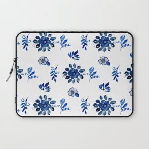 Blue Spanish Florals Computer Cover by Sea and Sun Calligraphy - Laptop Sleeve - 13"