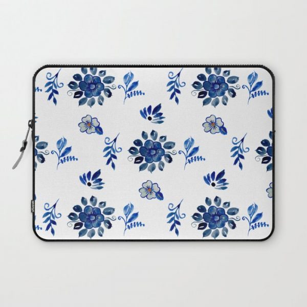 Blue Spanish Florals Computer Cover by Sea and Sun Calligraphy - Laptop Sleeve - 13"