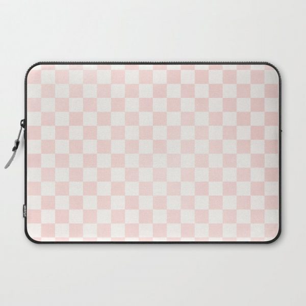 Blush Pink Coral Checkers Computer Cover by Beautiful Homes - Laptop Sleeve - 15"