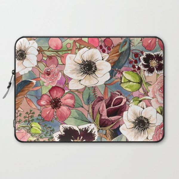 Boho Flowers Pattern Computer Cover by DistinctyDesign - Laptop Sleeve - 15"