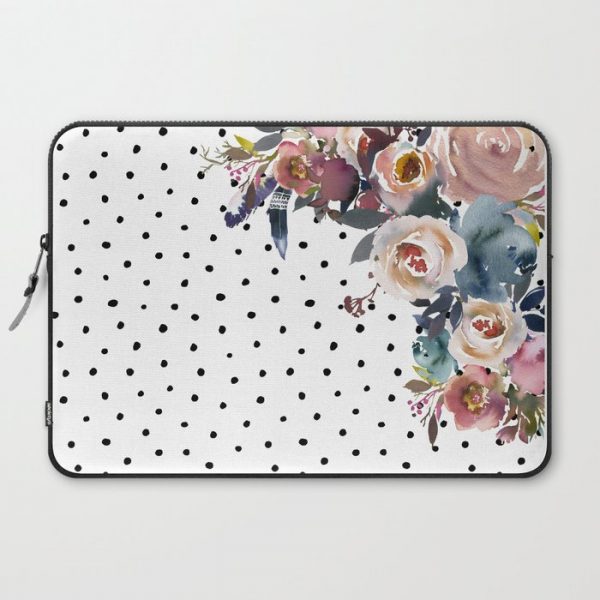 Boho Flowers and Polka Dots Computer Cover by Simplicity of life - Laptop Sleeve - 15"