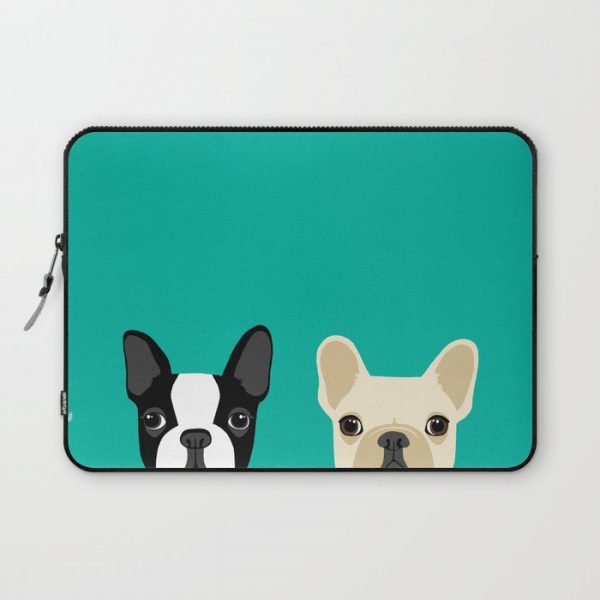 Boston Terrier & French Bulldog 2 Computer Cover by Anne Was Here - Laptop Sleeve - 13"