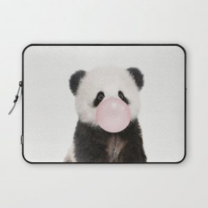 Bubble Gum Panda Bear Computer Cover by Amy Peterson Art Studio - Laptop Sleeve - 13"