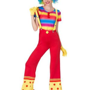 Carnival Circus Costume Red Women Pants Gloves Set Polyester Clown Holidays Costumes Halloween