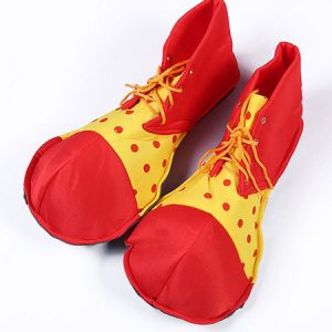 Carnival Clown Shoes Red Funny Costume Two Tone Polka Dot Strappy Fancy Costume