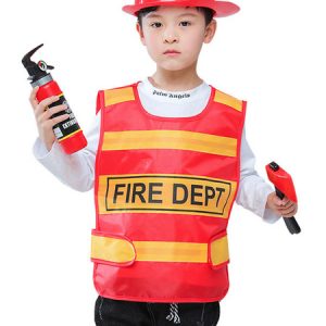 Carnival Fireman Kids Red Cosplay Polyester Set Kids Cosplay Costumes