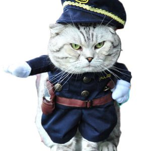 Cat Halloween Costume Deep Blue Police Dog Costume Halloween