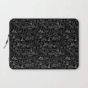 Cats and Ghosts - Black and White Computer Cover by Negin Mf - Laptop Sleeve - 13"