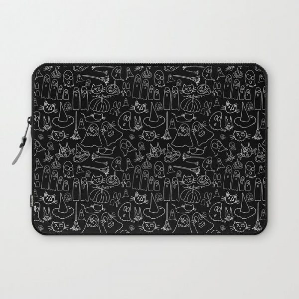 Cats and Ghosts - Black and White Computer Cover by Negin Mf - Laptop Sleeve - 13"