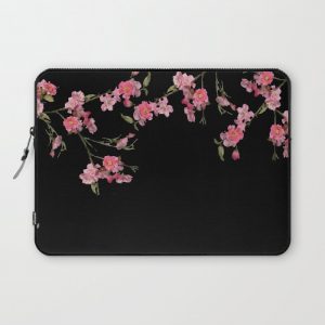 Cherry Flowers with black background Computer Cover by carmenjc - Laptop Sleeve - 13"