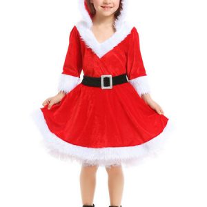 Children Christmas Costumes Santa Clause Cosplay Ture Red Dress Kids Cosplay Costumes