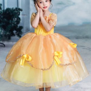 Children Princess Cosplay Beauty And The Beast Belle Yellow Dress Kids Cosplay Costumes