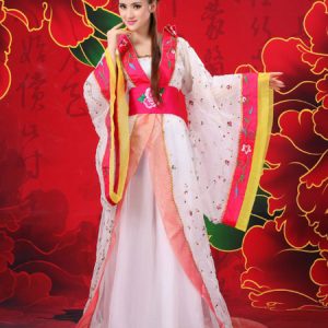 Chinese Costume Female Traditional Rose Chiffon Women Hanfu Dress Ancient Tang Dynasty Clothing 3 Pieces