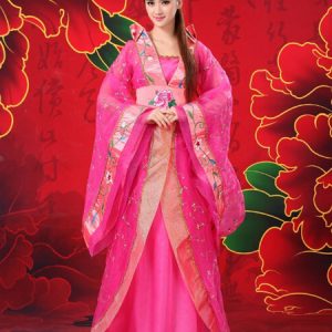 Chinese Costume Female Traditional Rose Chiffon Women Hanfu Dress Ancient Tang Dynasty Clothing 3 Pieces