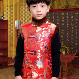 Chinese Costume New Year Red Waistcoat Halloween For Boys