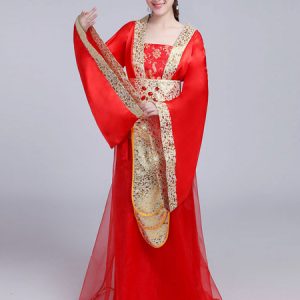 Chinese Costume Traditional Female Red Satin Women Hanfu Dress Ancient Tang Dynasty Clothing 3 Pieces