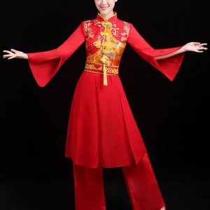 Chinese Costumes Red Dragon Dance Costume Carnival Costumes 2 Piece Outfit