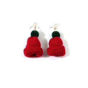 Christmas Bobble Hat Knitted Drop Earrings