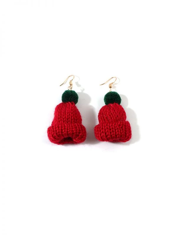 Christmas Bobble Hat Knitted Drop Earrings