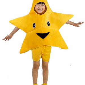 Christmas Star Costume Yellow Kids Unisex Velour Costumes Outfit 3 Piece