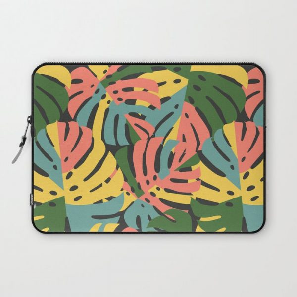 Color Blocked Monstera Leaves - Bold Computer Cover by Lathe & Quill - Laptop Sleeve - 13"