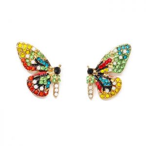 Colorful Rhinestone Butterfly Shape Stud Earrings