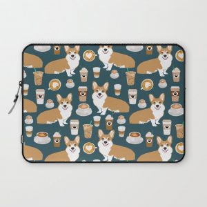 Corgi Coffee print corgi coffee pillow corgi iphone case corgi dog design corgi pattern Computer Cover by PetFriendly - Laptop Sleeve - 13"