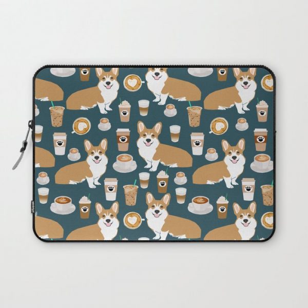 Corgi Coffee print corgi coffee pillow corgi iphone case corgi dog design corgi pattern Computer Cover by PetFriendly - Laptop Sleeve - 13"