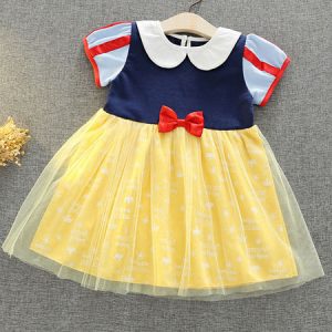 Cosplay Disney Princess Series Children's Short Sleeve Princess Dress Anna Snow White High-end Dress Skirt Halloween Performance Costume