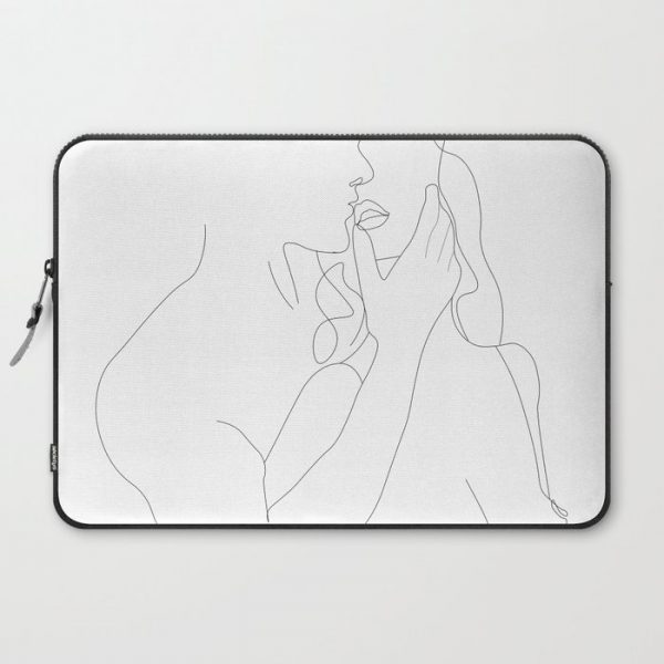 Couple - Minimal Line Drawing Computer Cover by UrbanWallArts - Laptop Sleeve - 15"