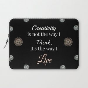 Creativity Quote Silver and Rose Gold Mandala Textile #2 Computer Cover by Alexa Leigh Creations - Laptop Sleeve - 13"