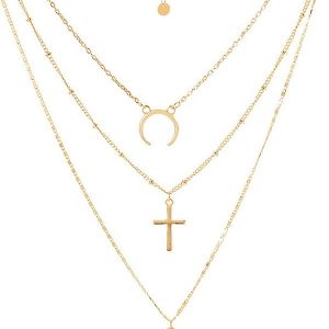 Cross Shape Coin Decoration Multilayered Necklace