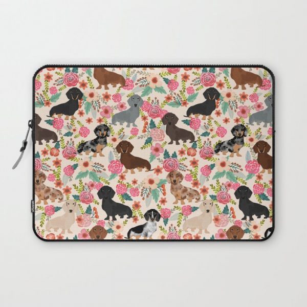 Dachshund floral dog breed pet patterns doxie dachsie gifts must haves Computer Cover by Dear Doxie - Laptop Sleeve - 13"