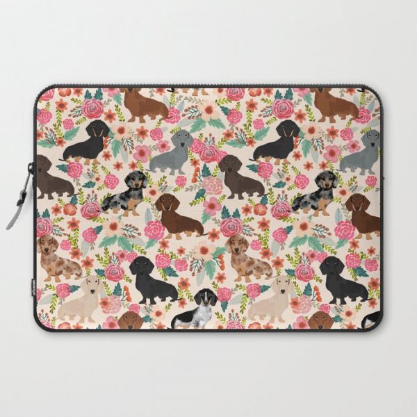 Dachshund floral dog breed pet patterns doxie dachsie gifts must haves Computer Cover by Dear Doxie - Laptop Sleeve - 15"