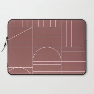 Deco Geometric 04 Dark Pink Computer Cover by The Old Art Studio - Laptop Sleeve - 15"