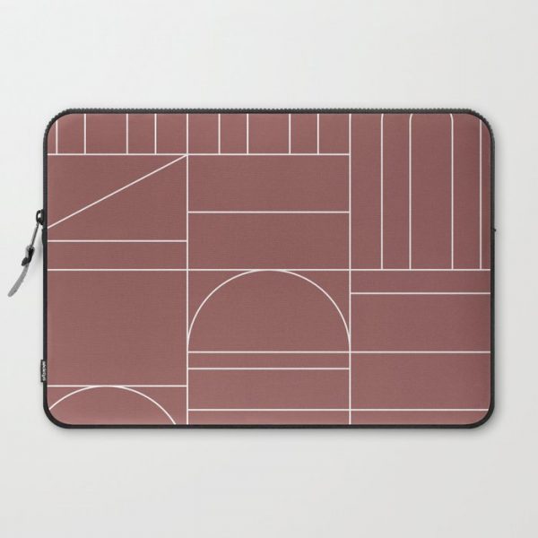 Deco Geometric 04 Dark Pink Computer Cover by The Old Art Studio - Laptop Sleeve - 15"