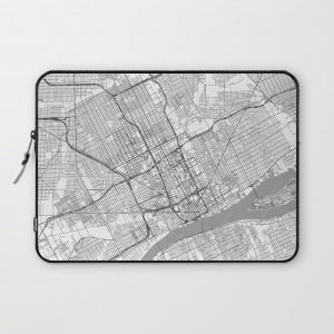 Detroit Map Line Computer Cover by City Art Posters - Laptop Sleeve - 13"