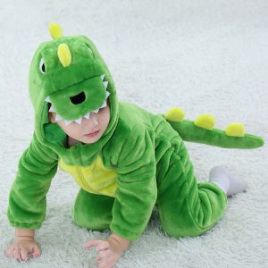 Dinosaur Costume Toddlers Baby Green Animal Flannel Jumpsuits Halloween