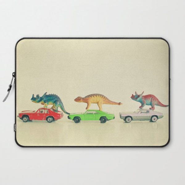 Dinosaurs Ride Cars Computer Cover by Cassia Beck - Laptop Sleeve - 15"