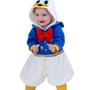 Donald Duck Costume Toddlers Baby Royal Blue Flannel Animal Jumpsuits Halloween