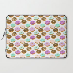 Donuts - junk food treat funny illustration with happy food face doughnuts pastry bakery Computer Cover by CharlotteWinter - Laptop Sleeve - 15"