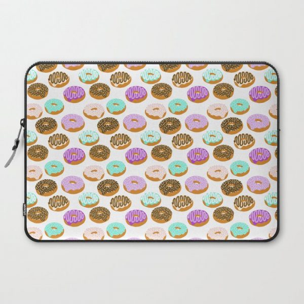 Donuts - junk food treat funny illustration with happy food face doughnuts pastry bakery Computer Cover by CharlotteWinter - Laptop Sleeve - 15"