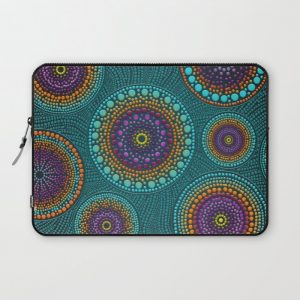 Dot Art Circles Teals and Purples #2 Computer Cover by Nartissima - Laptop Sleeve - 13"