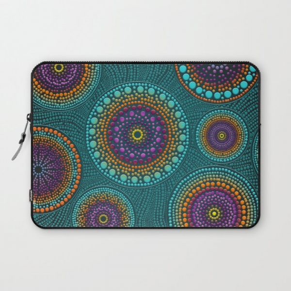 Dot Art Circles Teals and Purples #2 Computer Cover by Nartissima - Laptop Sleeve - 13"