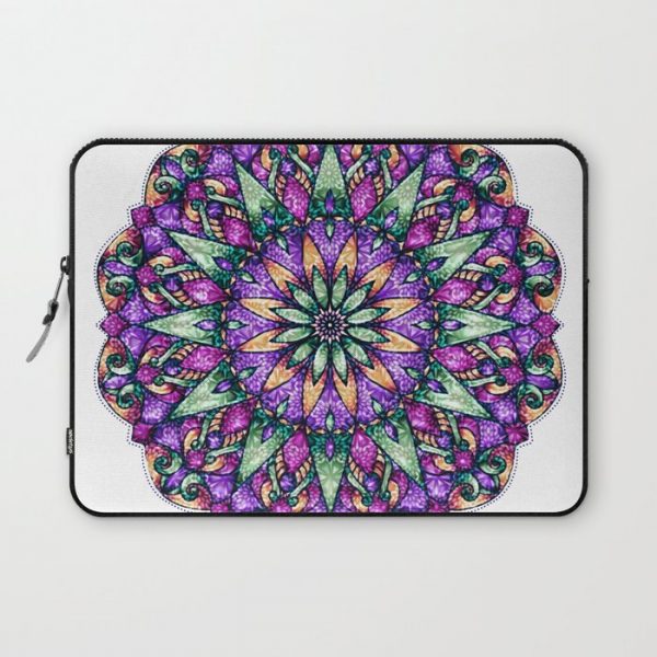 Double floral mandala Computer Cover by Pandoraspocks Mandala Art - Laptop Sleeve - 13"