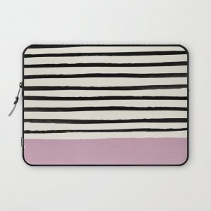 Dusty Rose & Stripes Computer Cover by Leah Flores - Laptop Sleeve - 13"