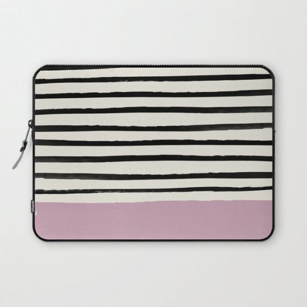 Dusty Rose & Stripes Computer Cover by Leah Flores - Laptop Sleeve - 13"