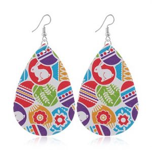 Easter Day Printed Faux Leather Earrings - One Size