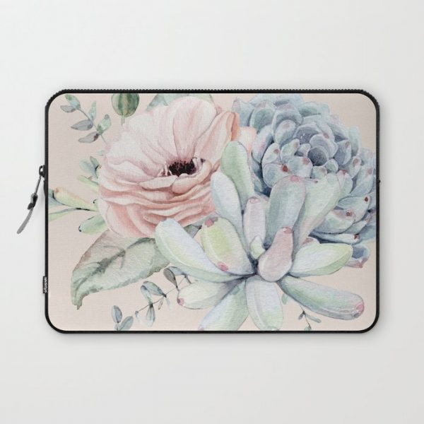 Elegant Blush Pink Succulent Garden by Nature Magick Computer Cover by Nature Magick - Laptop Sleeve - 13"