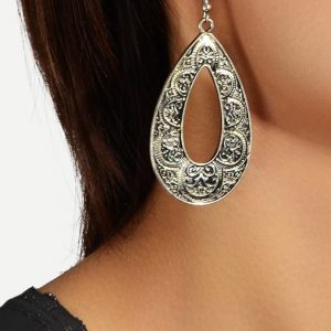 Engraved Retro Water Drop Earrings